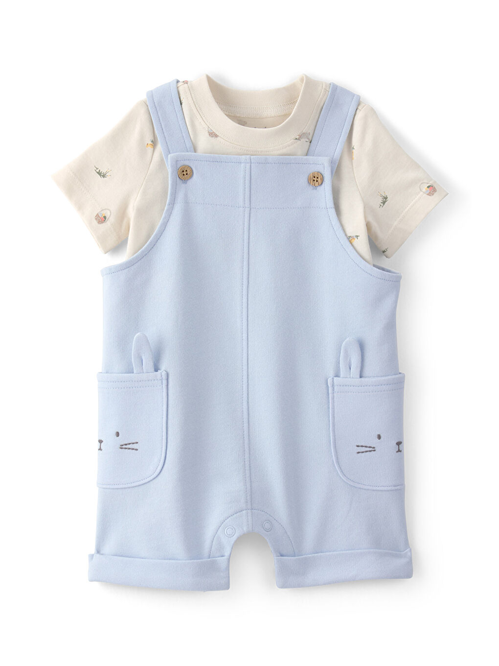 Erkek Bebek Salopet Set 3 Ay-24 Ay Mavi
