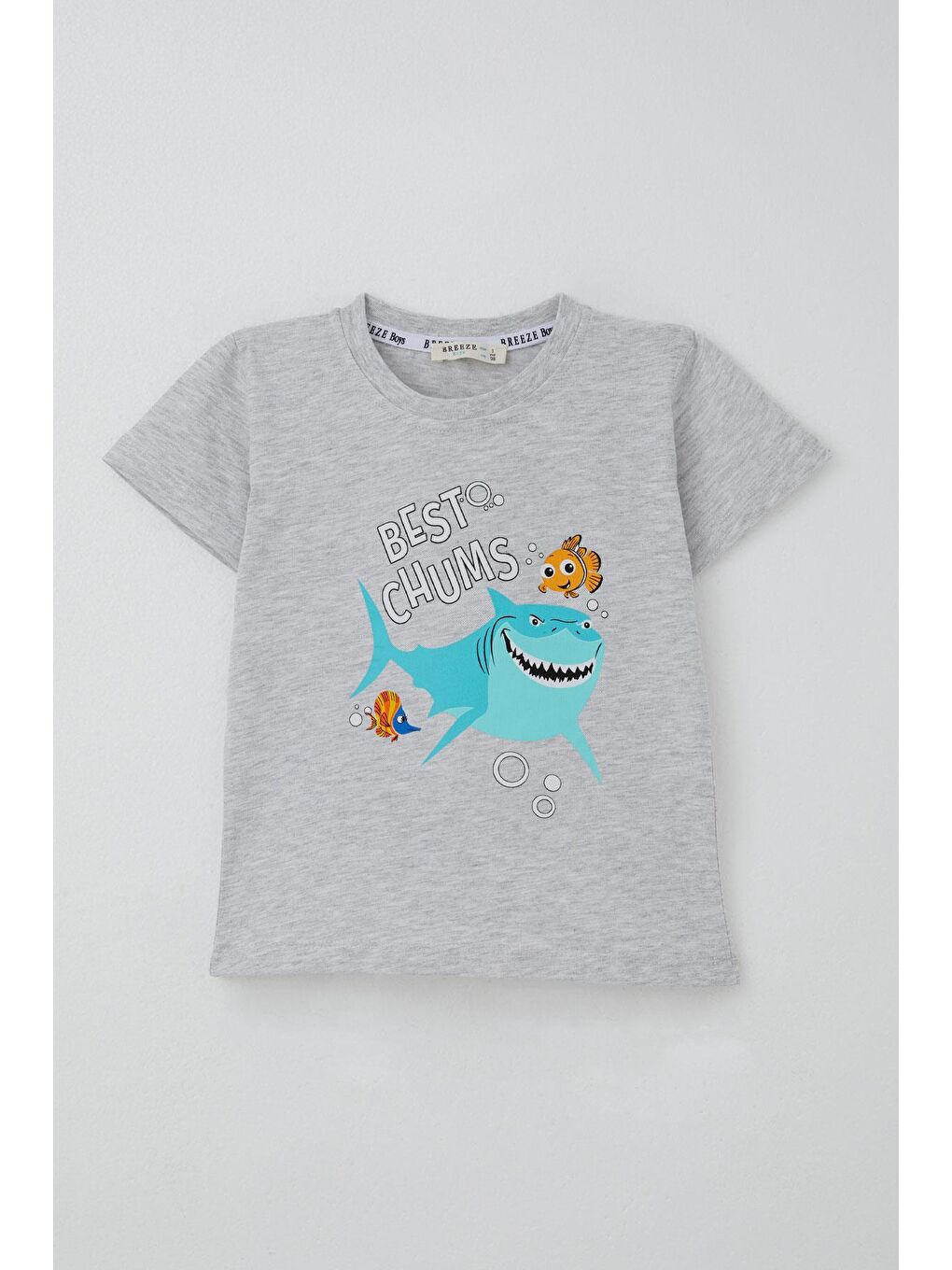 Erkek Çocuk Şortlu Takım Mavi Dünyanın Kahramanları Açık Gri Melanj (1.5-5 Yaş)-1