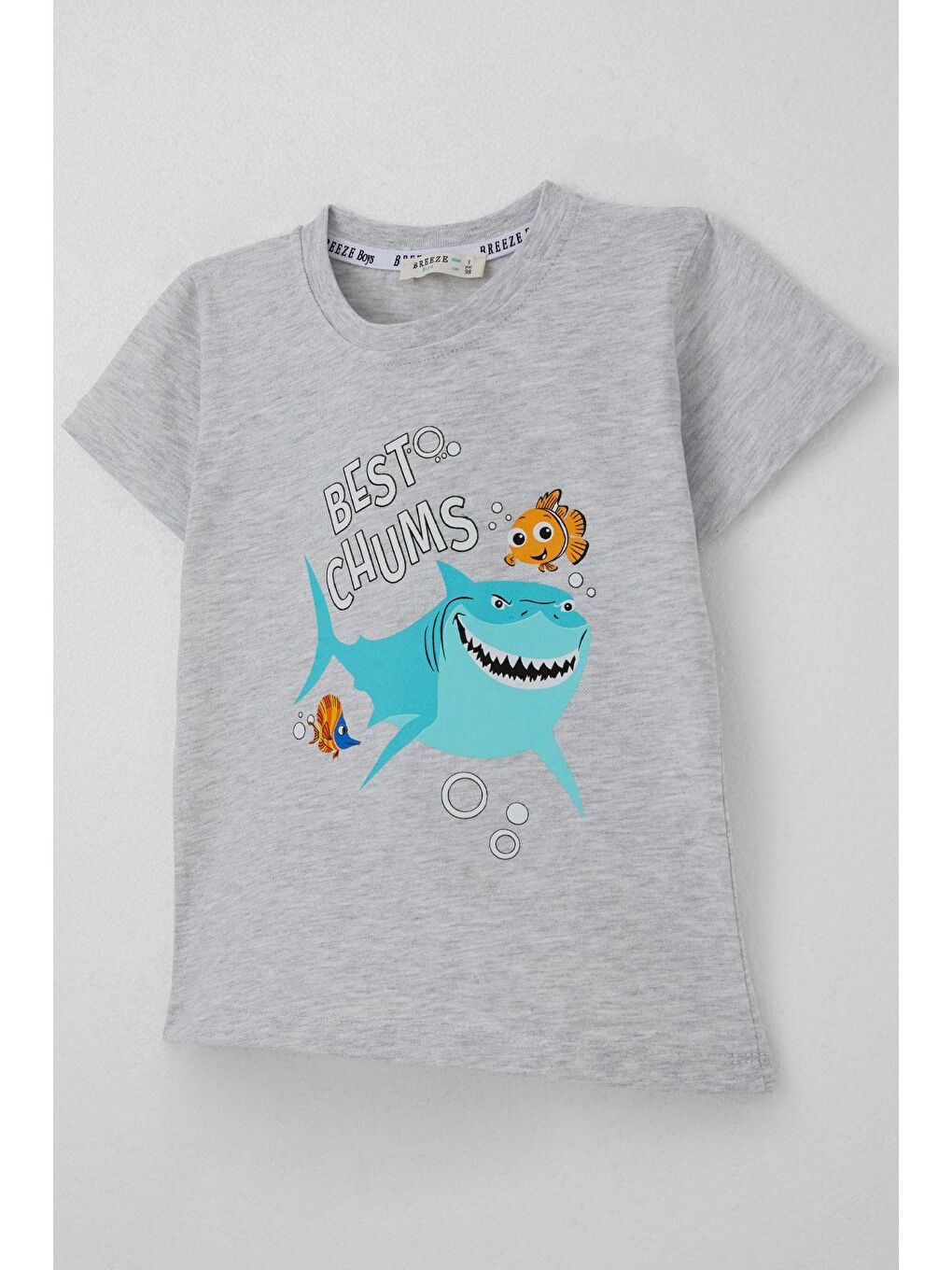 Erkek Çocuk Şortlu Takım Mavi Dünyanın Kahramanları Açık Gri Melanj (1.5-5 Yaş)-5