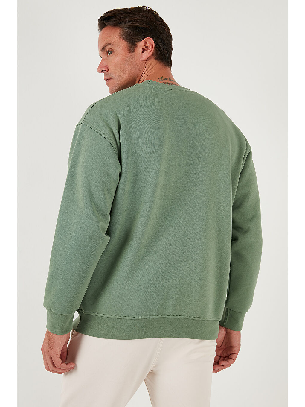 Buratti Yeşil Regular Fit Bisiklet Yaka Pamuklu İçi Tüylü Yumuşak Şardonlu Erkek Sweatshirt  5905405 - 6