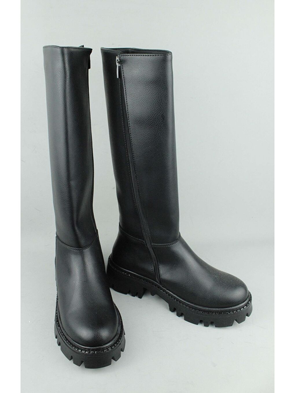 Siyah 120.1417 Fermuarlı Kalın Taban Kışlık Çizme Kadın-2