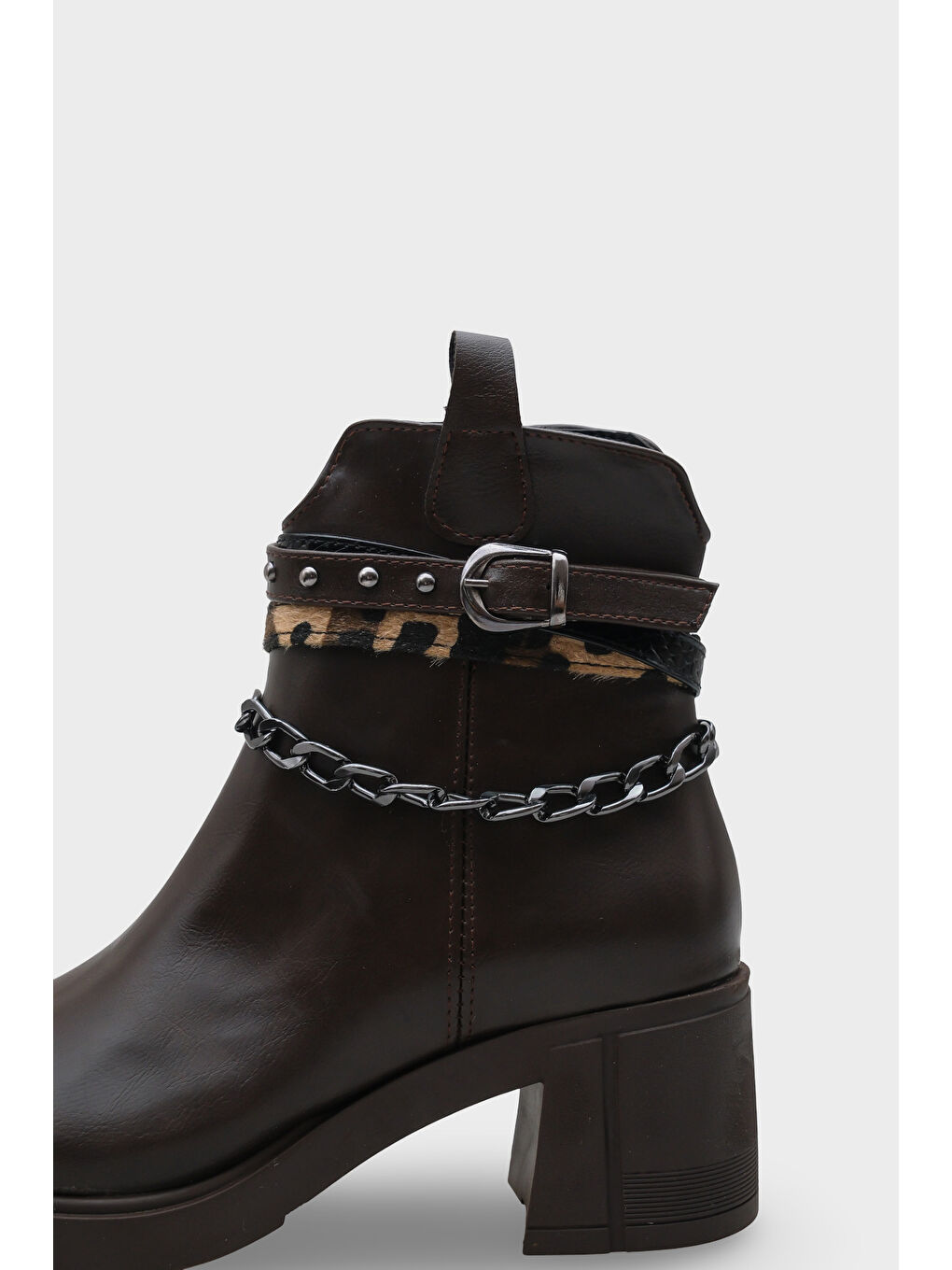 Kahverengi Meridith Metal Tokalı Kadın Bot-2