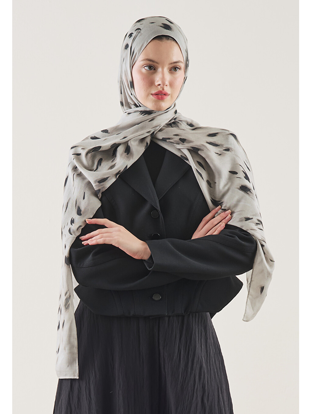 Bej Leopard Desen Rami Şal Taş-1