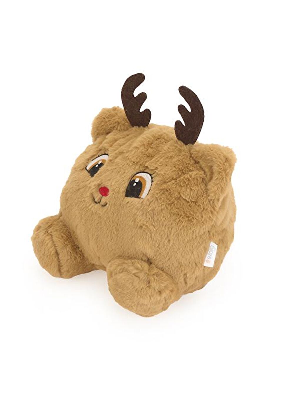 Soft Sevimli Geyik Figürlü Yastık - Kahverengi - 28x26 cm-1