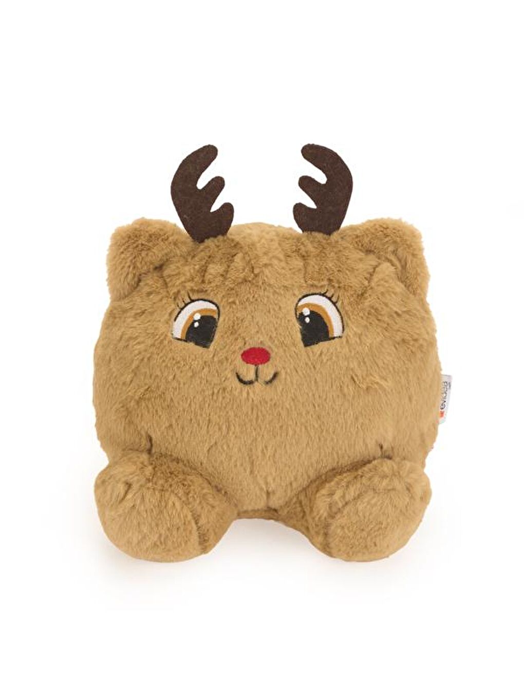 Soft Sevimli Geyik Figürlü Yastık - Kahverengi - 28x26 cm-2
