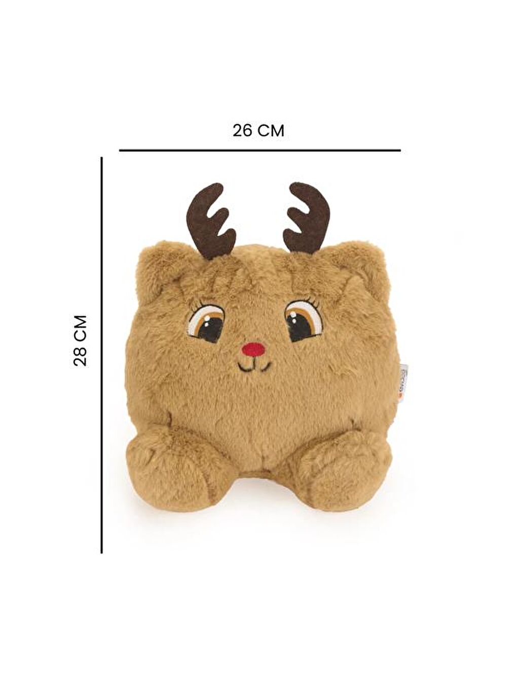Soft Sevimli Geyik Figürlü Yastık - Kahverengi - 28x26 cm-4