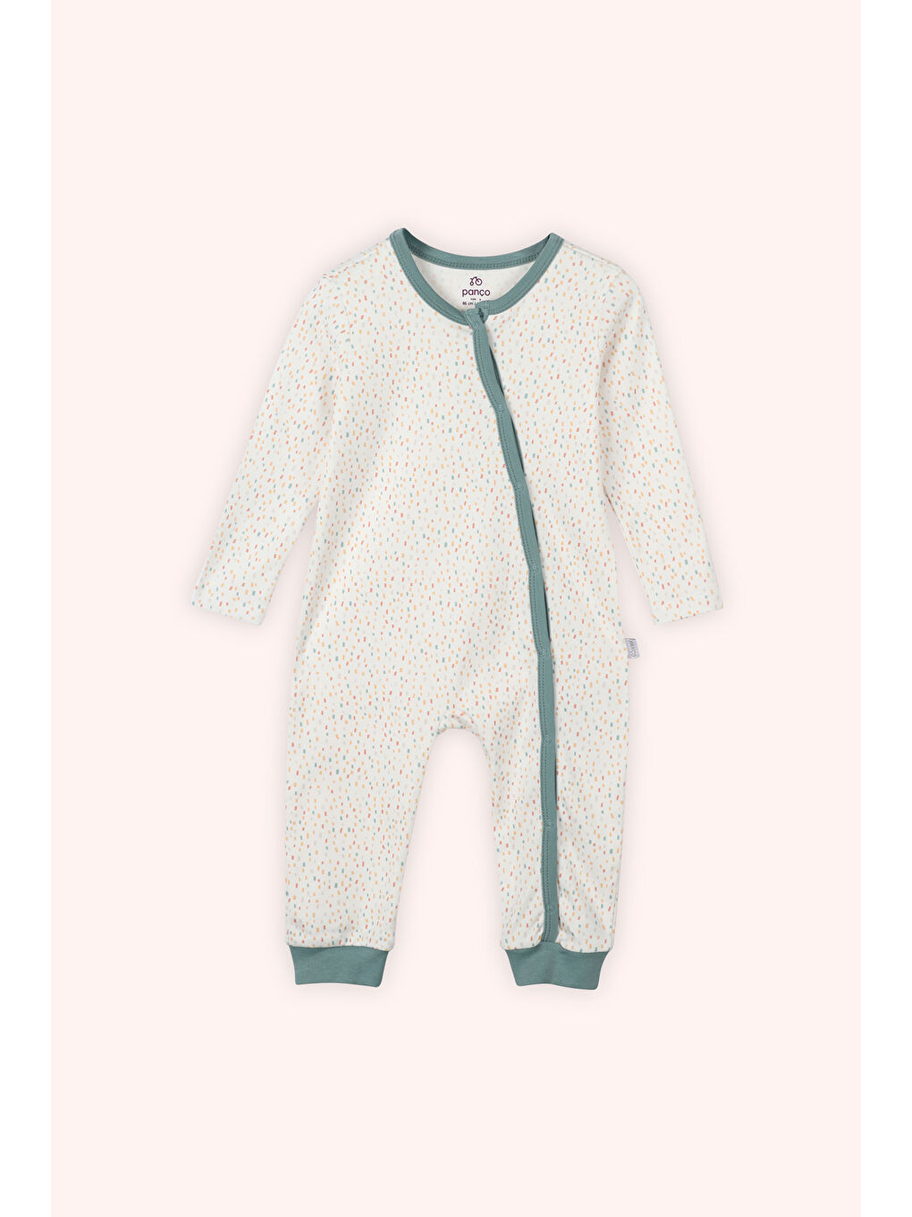 Yenidoğan Baskılı Biye Detaylı Patikli Ekru Tulum