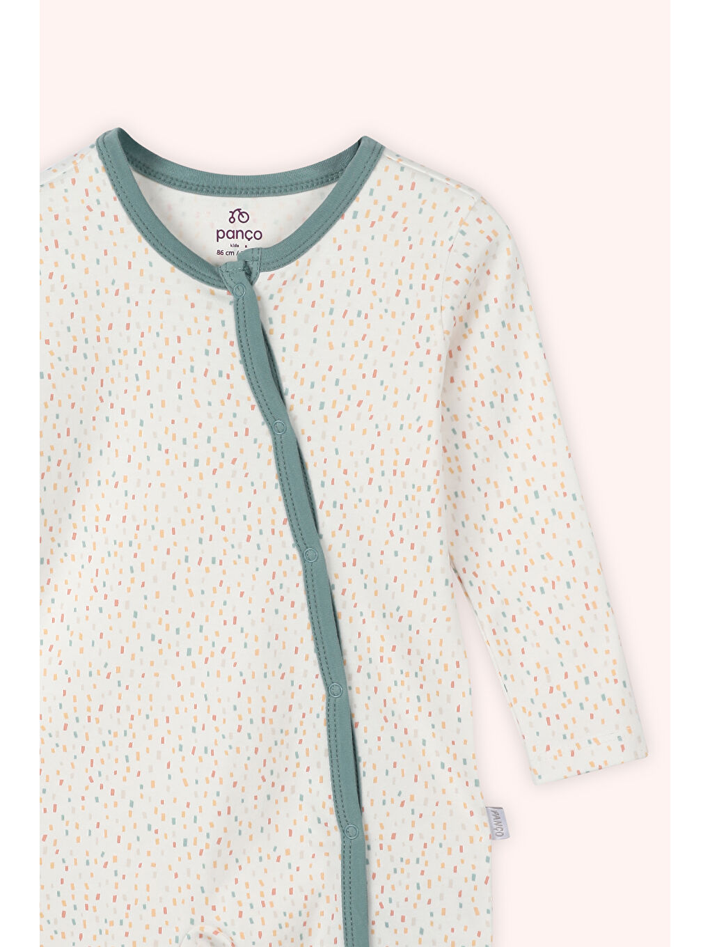 Yenidoğan Baskılı Biye Detaylı Patikli Ekru Tulum-1