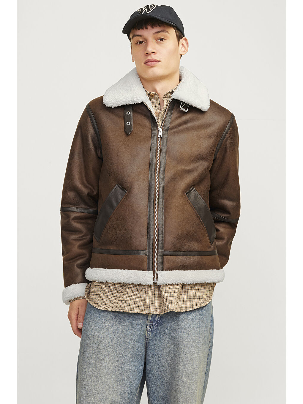 Jack & Jones Originals Jorcole Regular Fit Yumuşak Tüylü Geniş Yaka Erkek Pilot Ceket 12261819