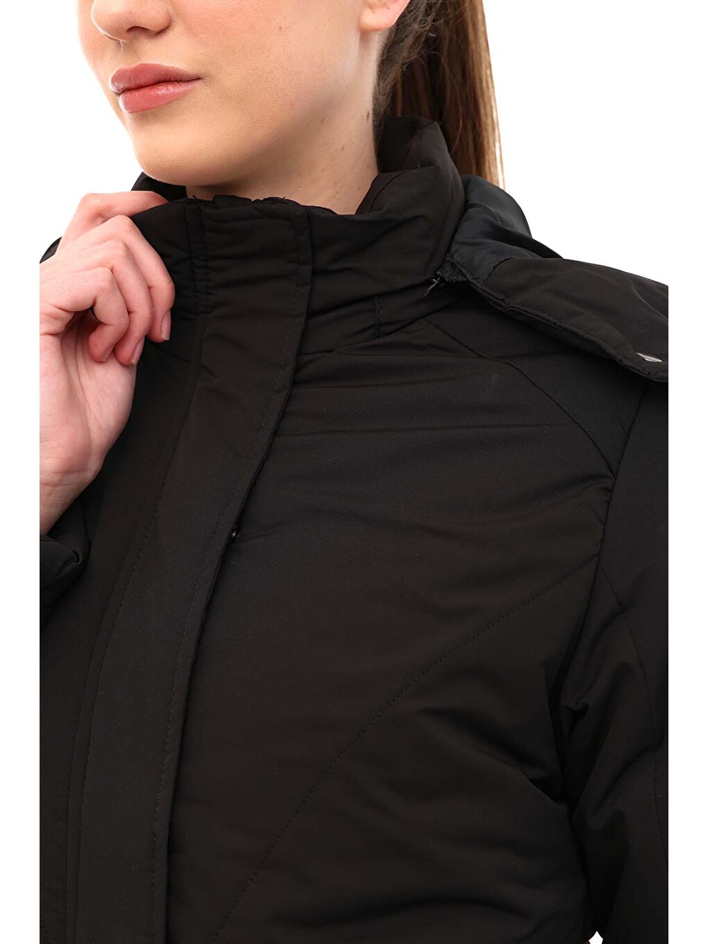 WL 1LURID KSYWJ23734 5PR Siyah Kadın İnce Mont-3