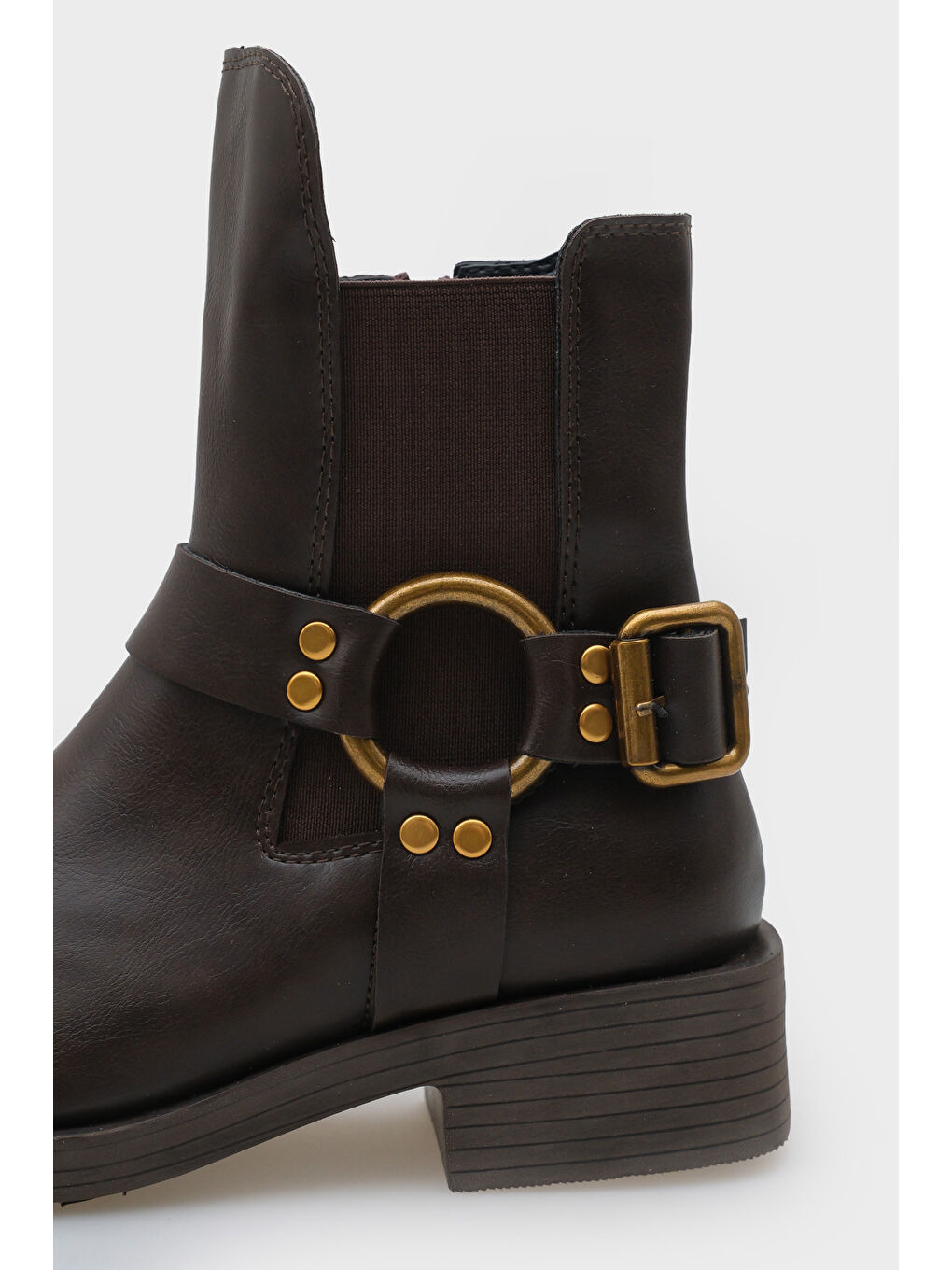 Kahverengi Lianne Metal Aksesuarlı Lastikli Motorcu Bot-3