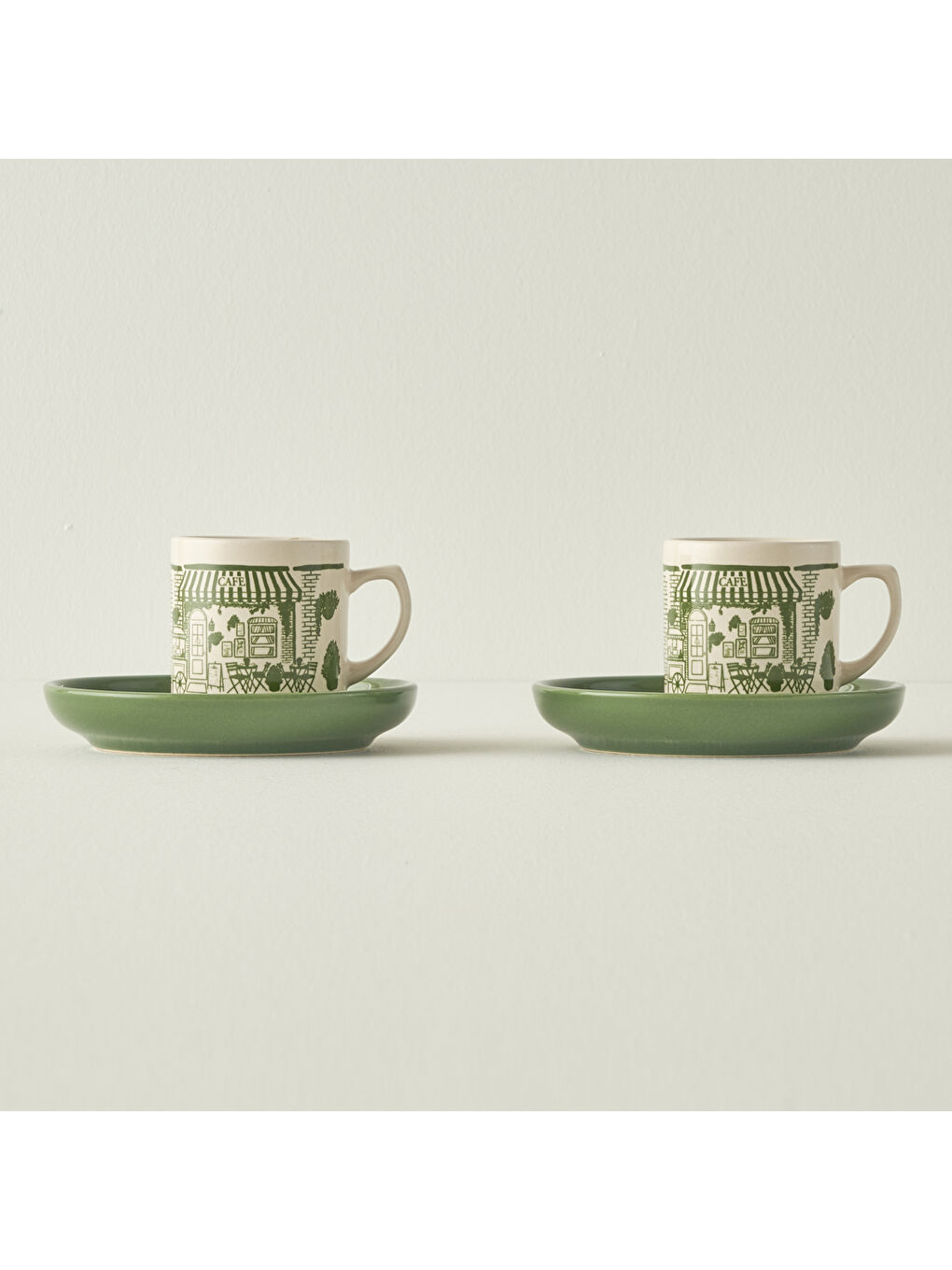 Scene Seramik 2'li Kahve Fincanı Seti Yeşil (105 cc)