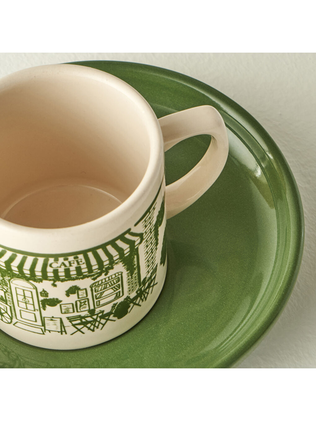 Scene Seramik 2'li Kahve Fincanı Seti Yeşil (105 cc)-2
