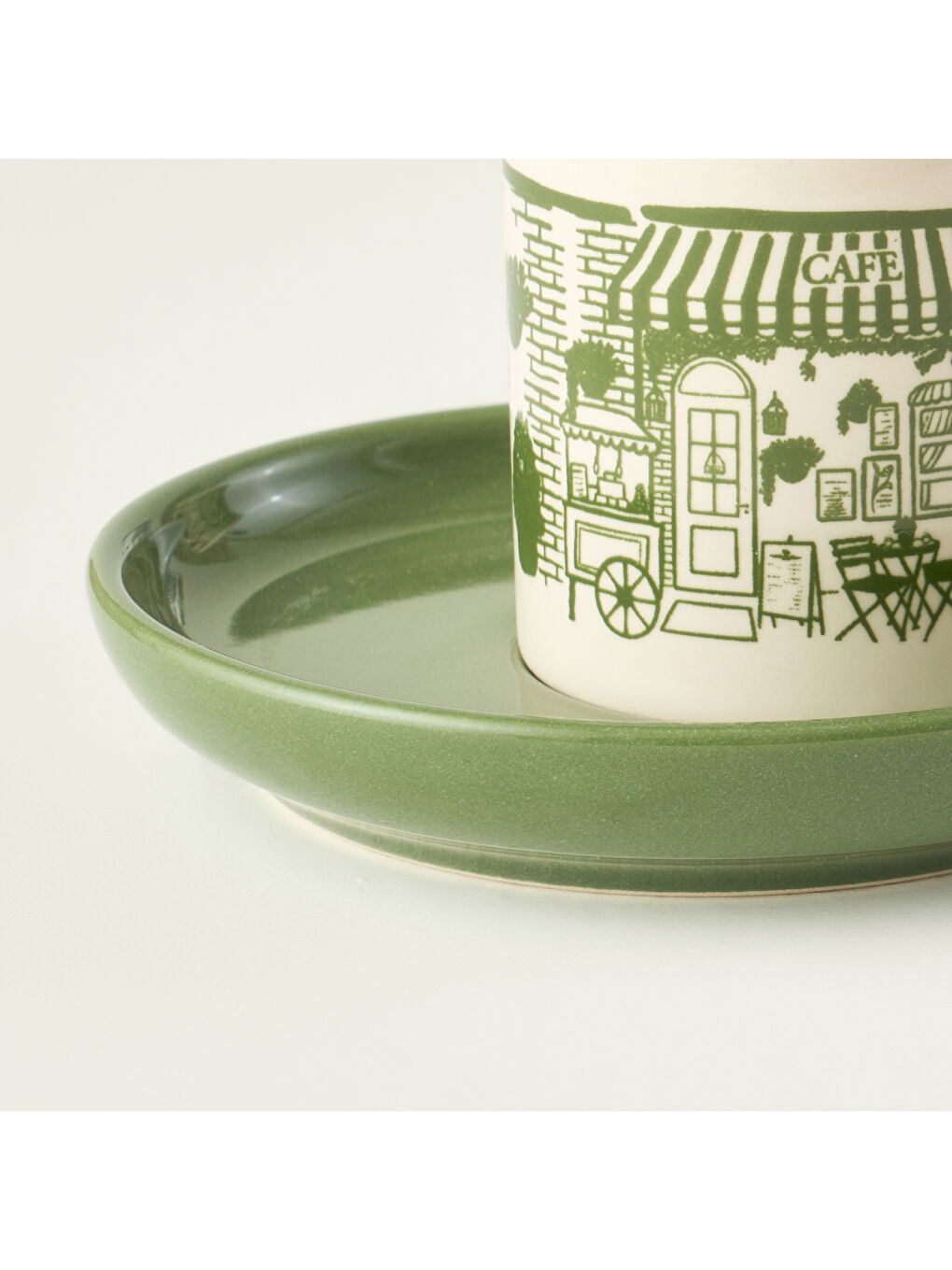 Scene Seramik 2'li Kahve Fincanı Seti Yeşil (105 cc)-3