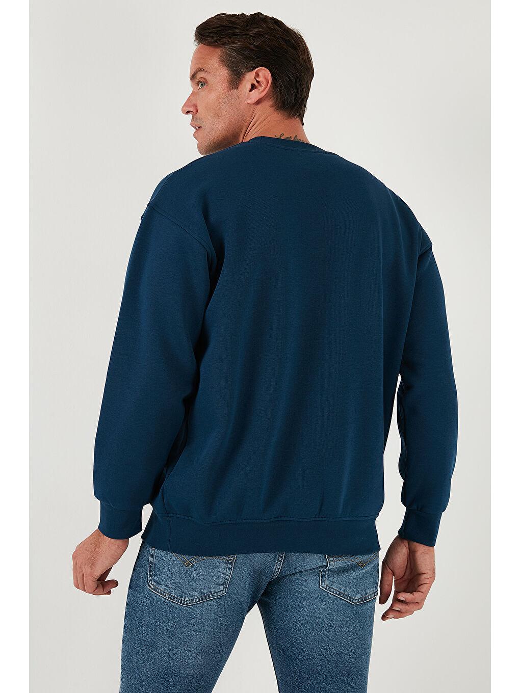 Buratti İndigo Regular Fit Bisiklet Yaka Pamuklu İçi Tüylü Yumuşak Şardonlu Erkek Sweatshirt  5905405 - 6