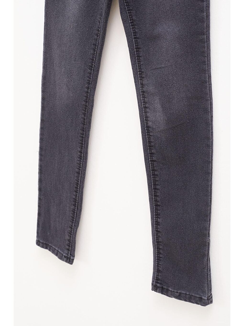 Gri Füme Dar Paça Ayarlanabilir Bel Kız Çocuk Jean Pantolon-2