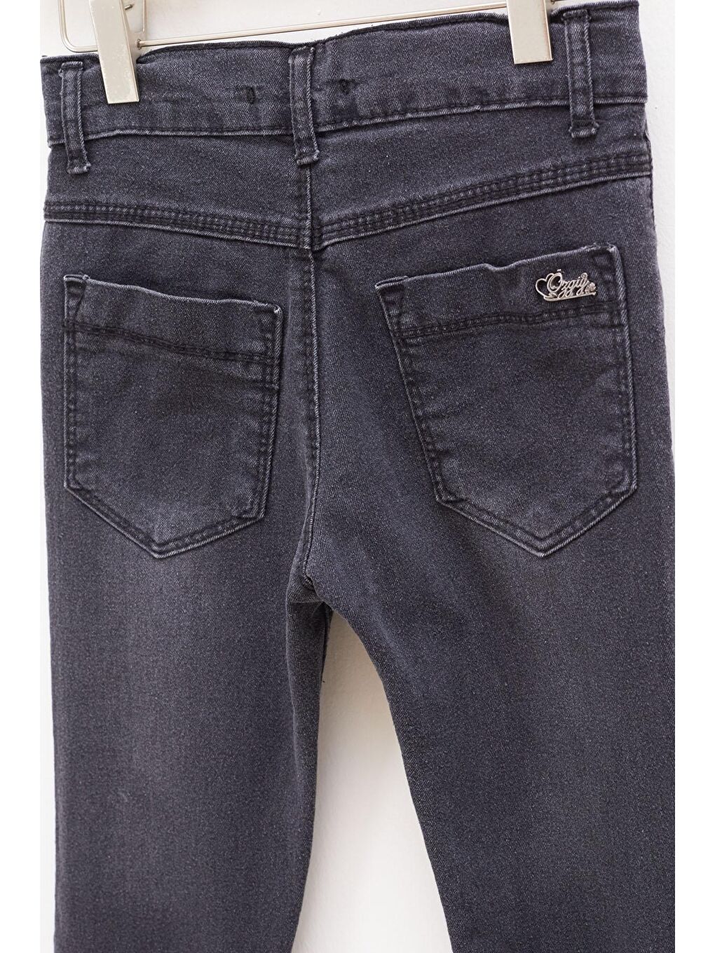 Gri Füme Dar Paça Ayarlanabilir Bel Kız Çocuk Jean Pantolon-3