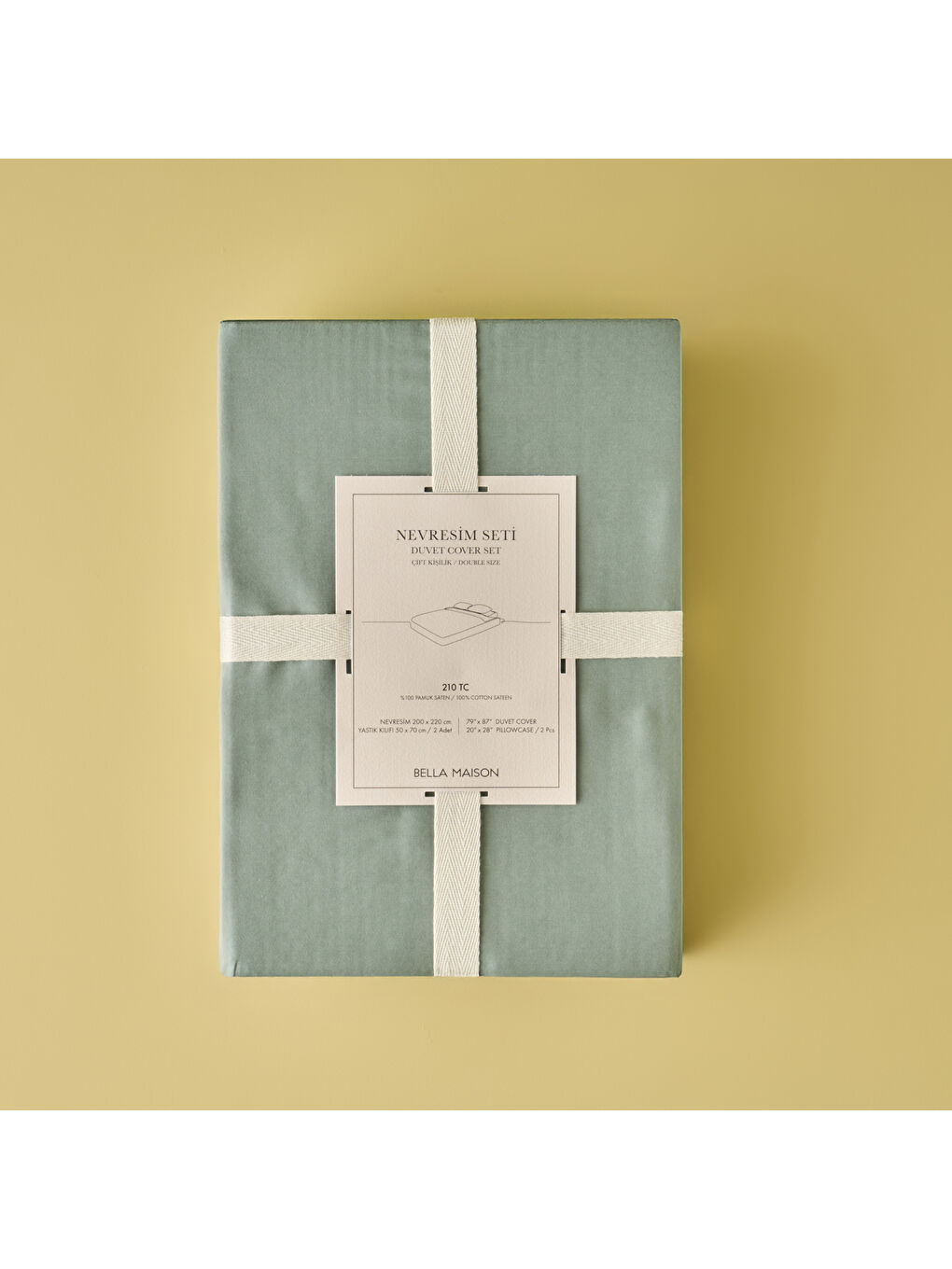 %100 Pamuk Saten Supreme Çift Kişilik Nevresim Seti Yeşil (200x220 cm)-4
