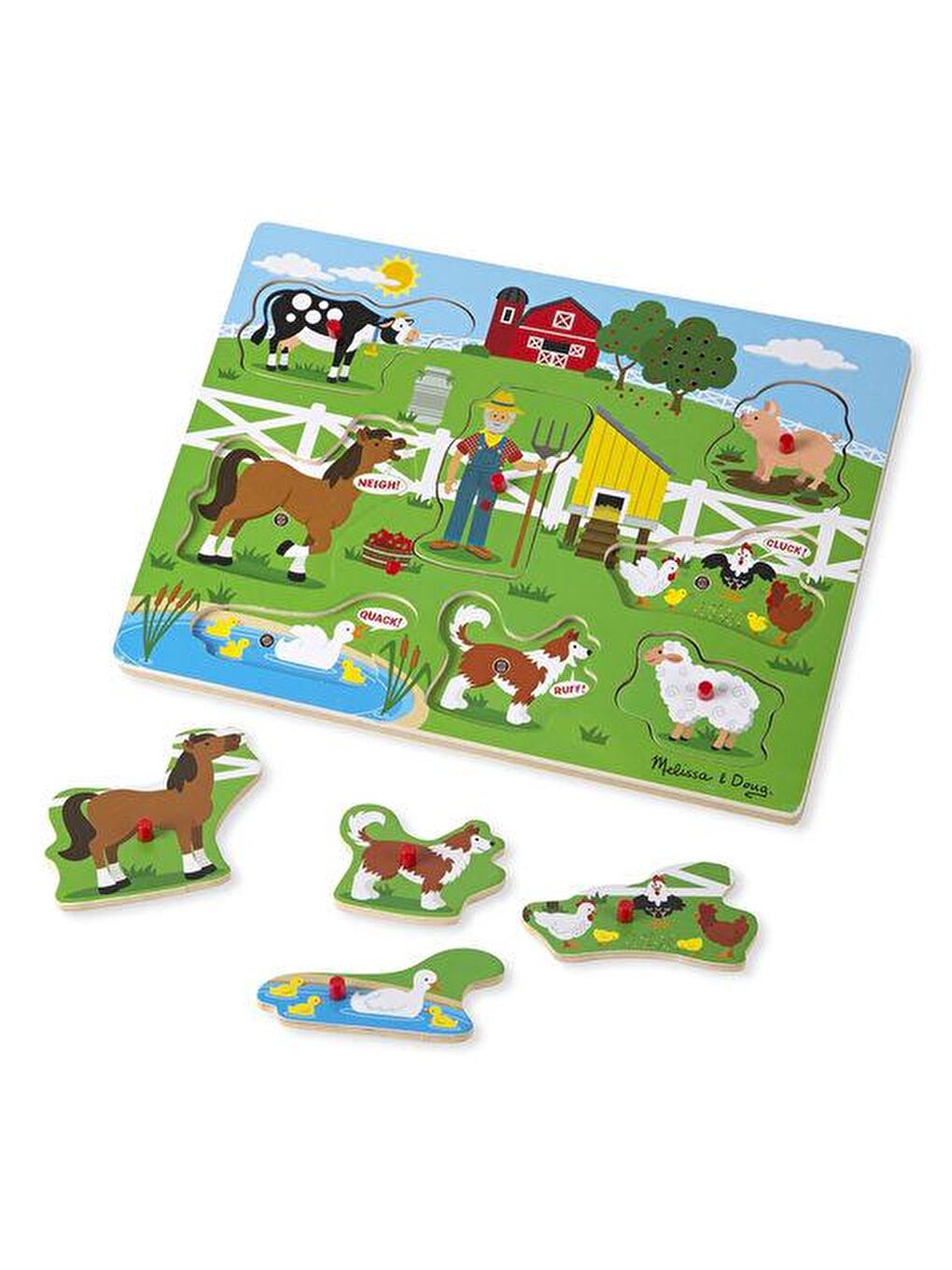 Melissa and Doug Karışık Ahşap Sesli Yapboz - Old MacDonal's Farm - 1