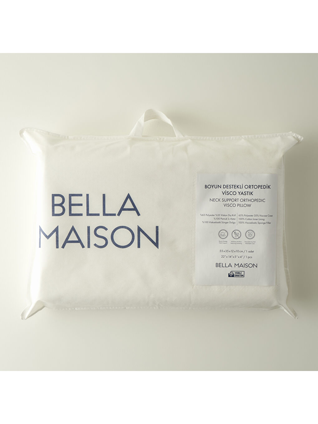 Boyun Destekli Ortopedik Visco Yastık Beyaz (55X35X12X10 cm)-4