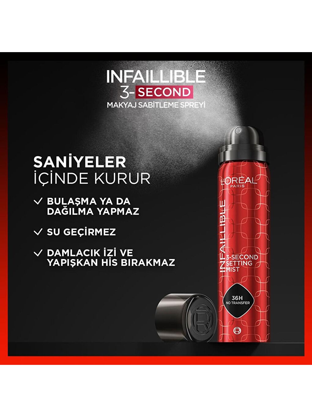 L'Oreal Paris Şeffaf Infaillible 3-Second Makyaj Sabitleme Spreyi - 3