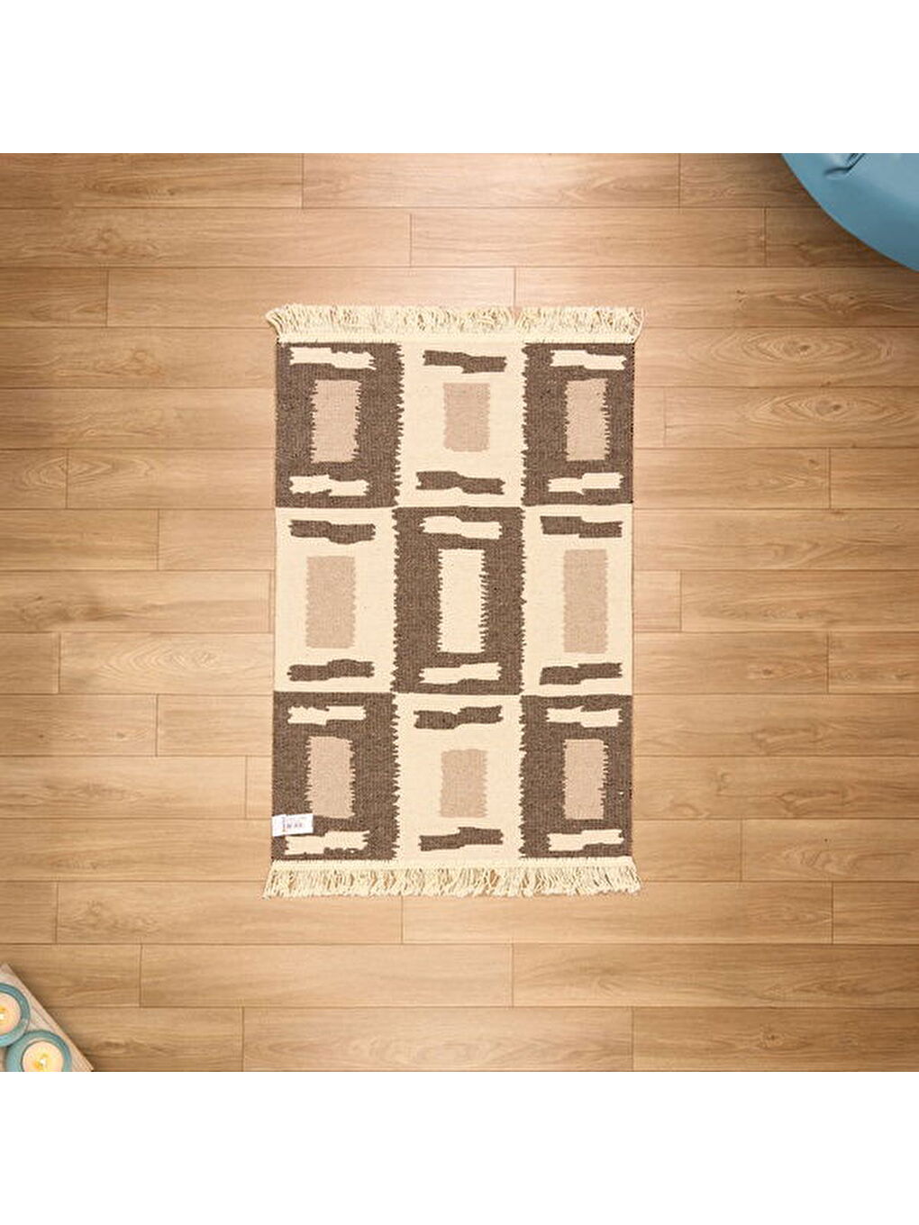 Evidea Soft Lindos Çift Taraflı Kilim - Ekru - 60x90 cm
