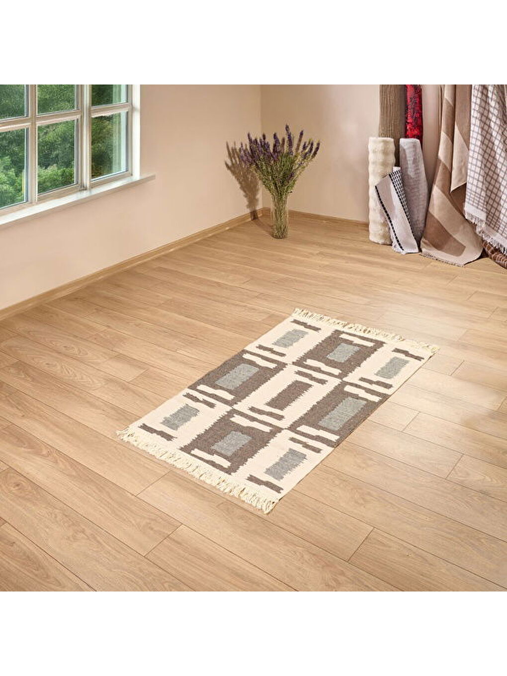 Evidea Soft Lindos Çift Taraflı Kilim - Ekru - 60x90 cm - 1