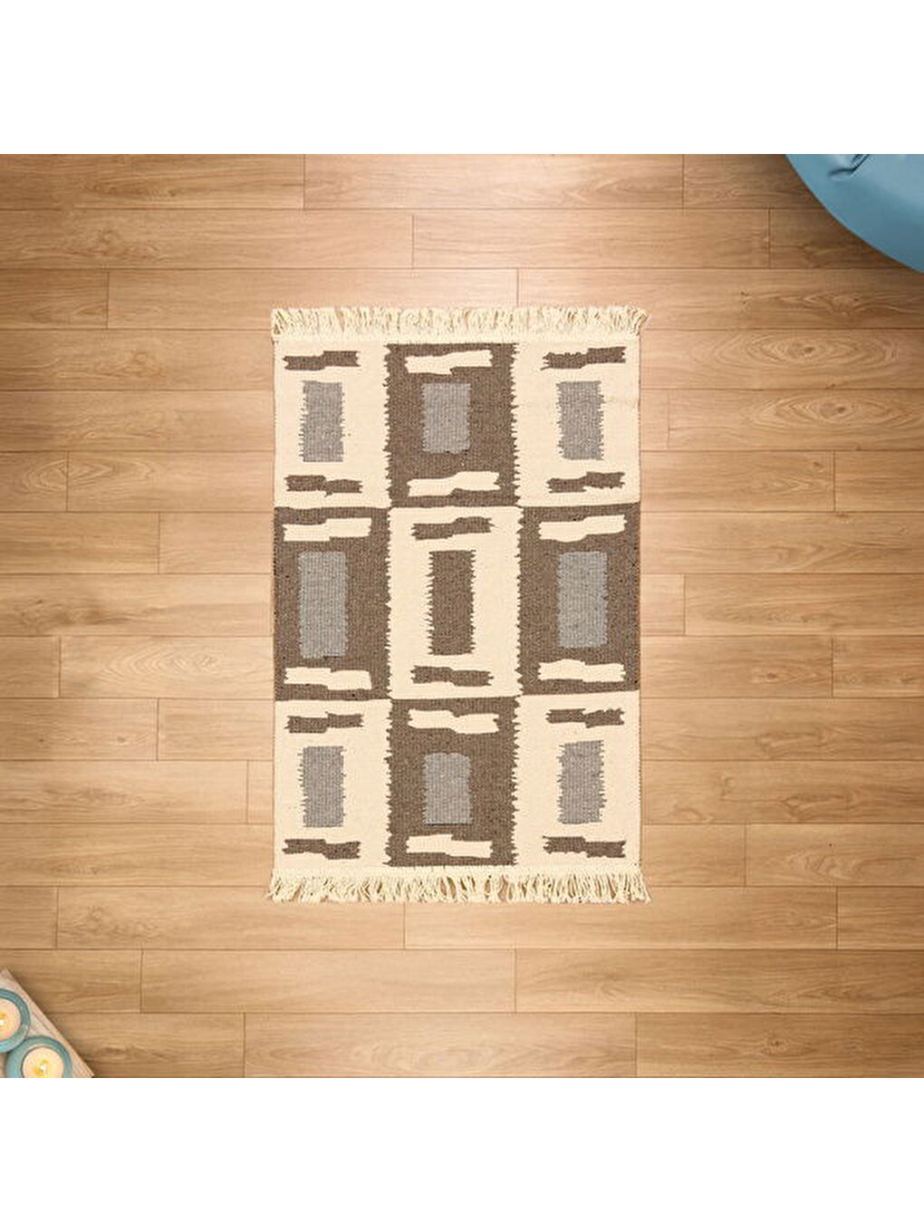 Evidea Soft Lindos Çift Taraflı Kilim - Ekru - 60x90 cm - 4