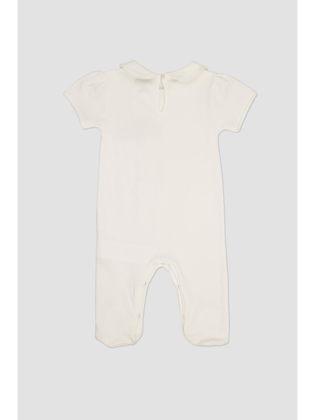 Kız Bebek Bebe Yakalı Baskılı Ekru Tulum-2