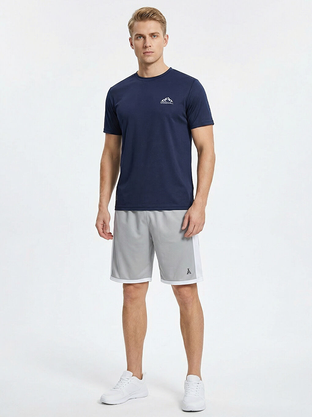 Lacivert ORENDAHILL Erkek Spor Tişört Hızlı Kuruyan Esnek Regular Fit Basic Gym Activewear-1