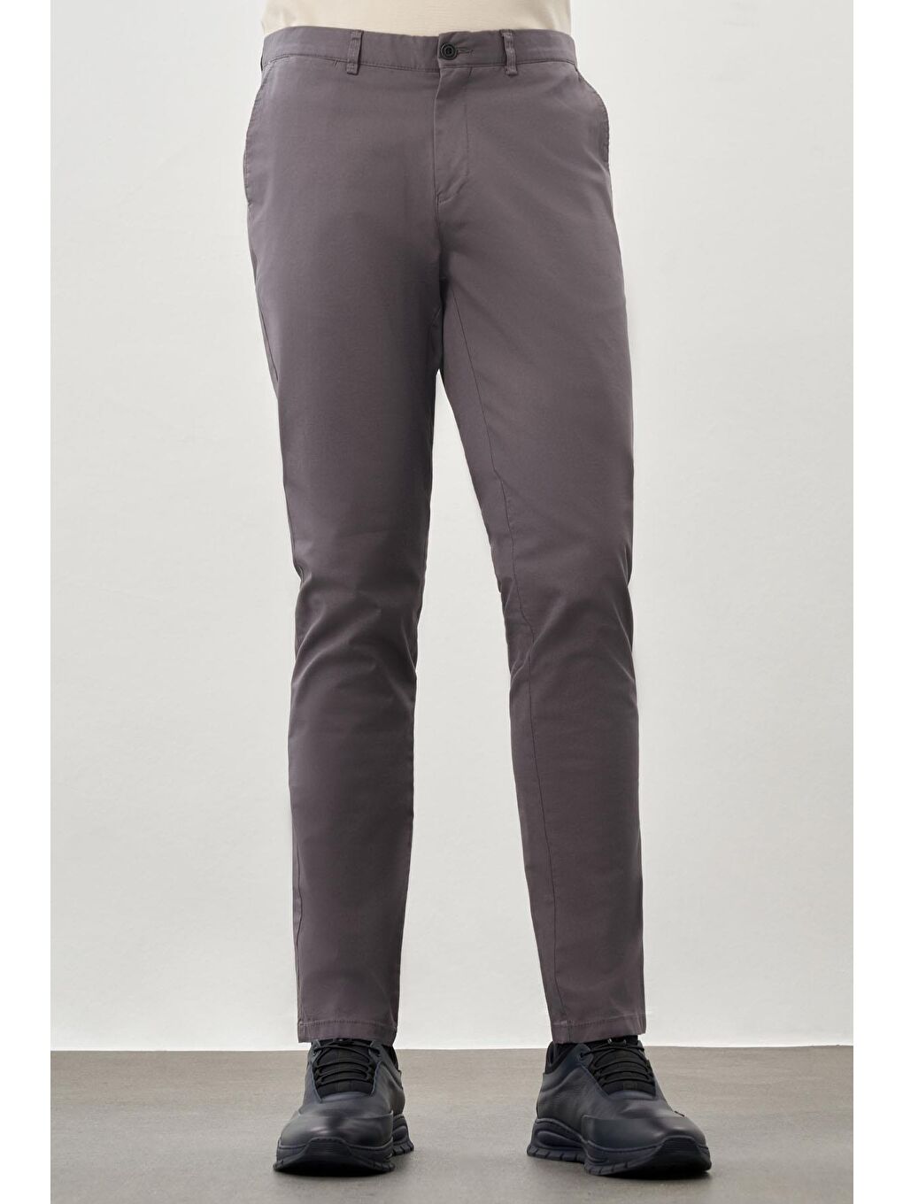 Koyu Antrasit Pamuklu Yandan Cepli Casual Comfort Fit Chino Pantolon 1003230164