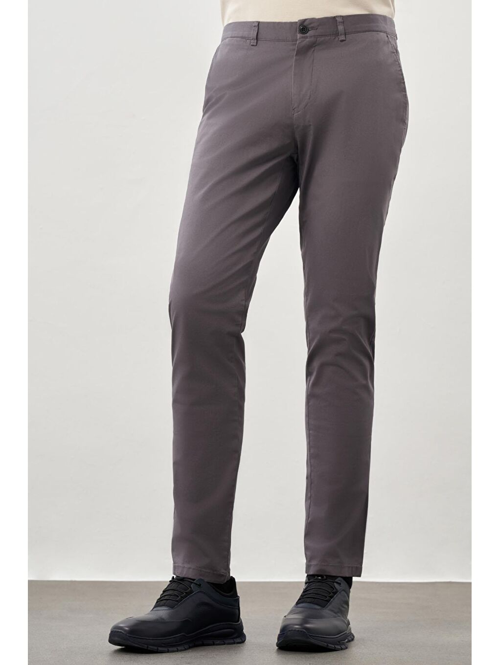 Koyu Antrasit Pamuklu Yandan Cepli Casual Comfort Fit Chino Pantolon 1003230164-2