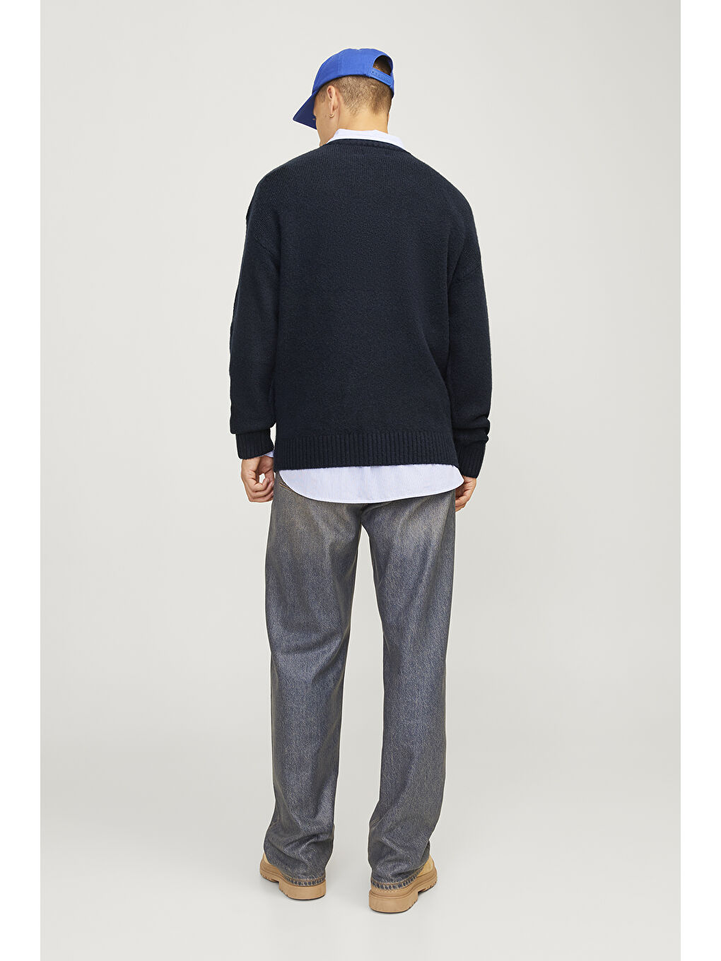 Jack & Jones Lacivert Originals Jorollie Yün Karışımlı Relaxed Fit Bisiklet Yaka Örme Erkek Kazak 12215468 - 3