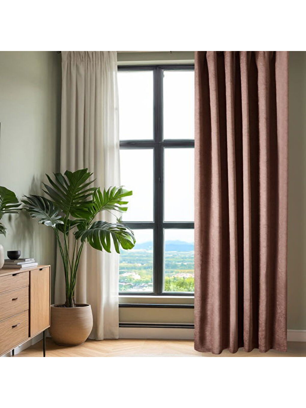 Evidea Soft Devon Fon Perde - Kahverengi - 140x270 cm