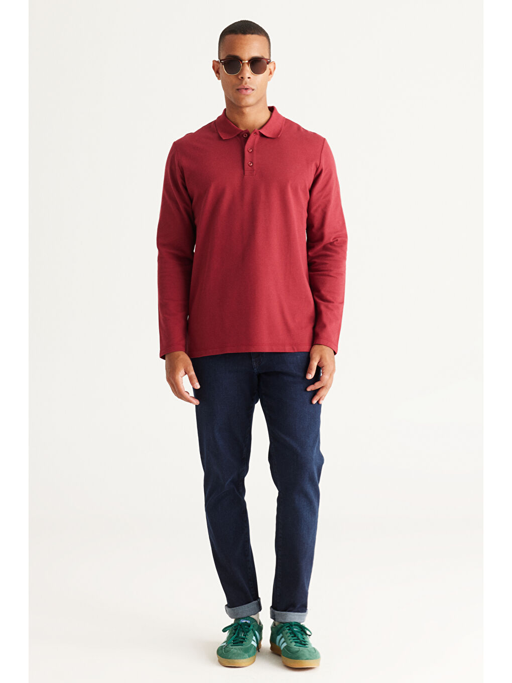 Erkek Bordo Standart Fit Normal Kesim %100 Pamuk Polo Yaka Tişört-3
