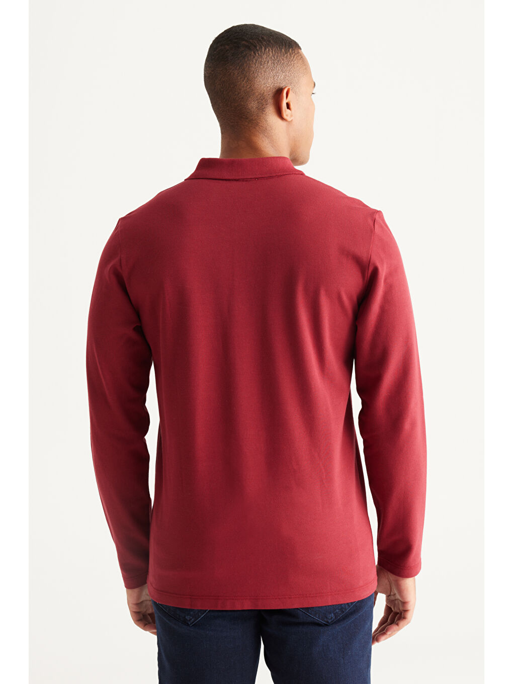 Erkek Bordo Standart Fit Normal Kesim %100 Pamuk Polo Yaka Tişört-4
