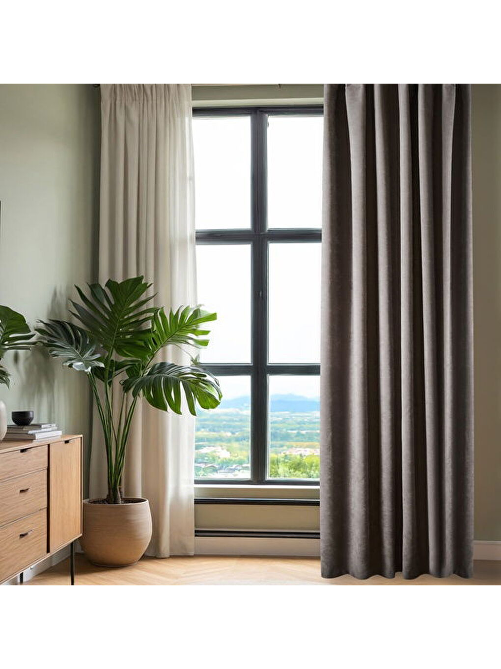 Evidea Soft Devon Fon Perde - Gri - 140x270 cm