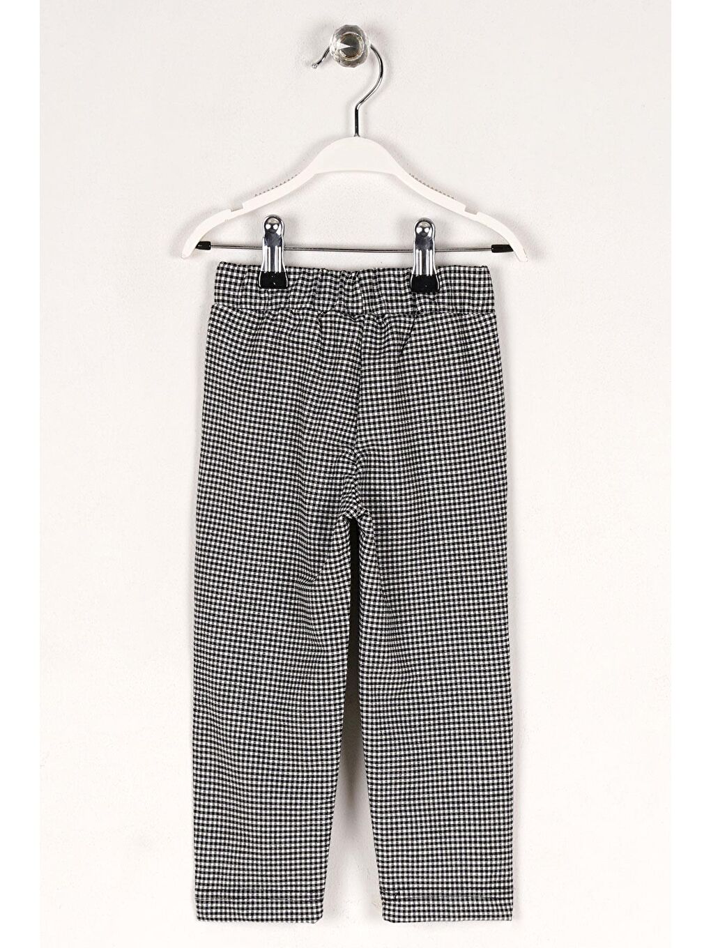 Ekose Desenli Beli Kuşaklı Siyah Renk Kız Çocuk Pantolon-1