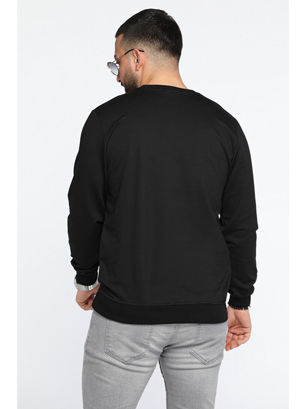 Mishar İtalia Siyah Erkek Bisiklet Yaka Ön Nakışlı Sweatshirt - 2