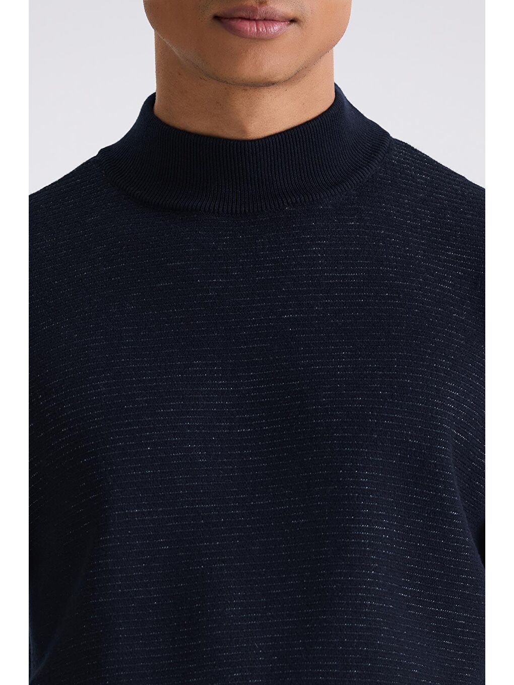 Lacivert Slim Fit Yarım Balıkçı Yaka Triko Kazak-2