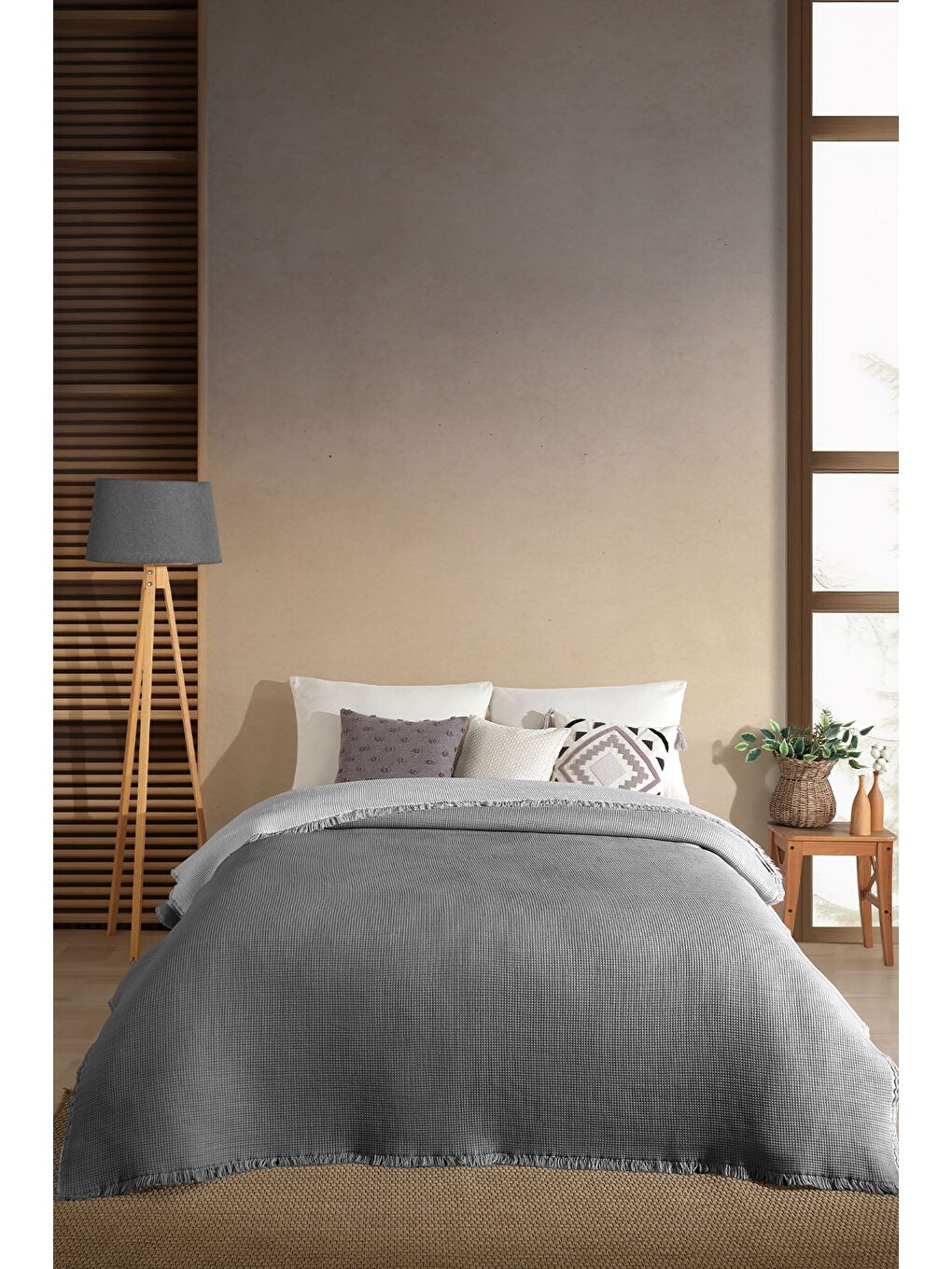 Rubby Müslin Pike Tek Kişilik (160x220 cm) Antrasit