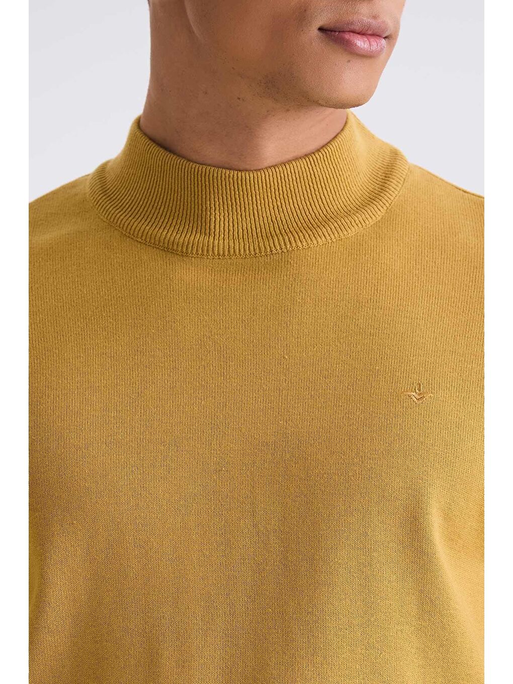 Sarı Hardal Slim Fit Yarım Balıkçı Triko Kazak-2