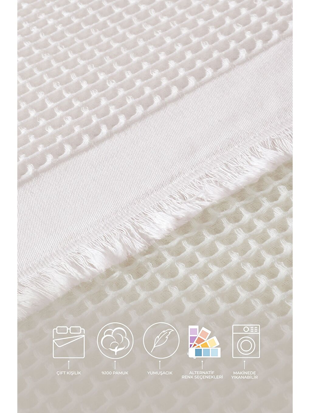 Ruffle Pike Çift Kişilik (220x240 cm) Beyaz-1
