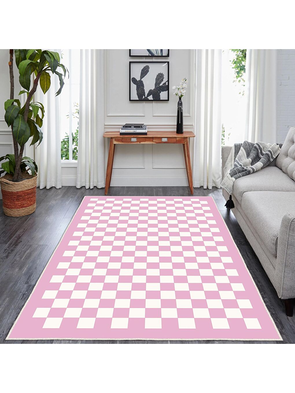 Homefesto Pembe Dekoratif Özel Tasarım Yıkanabilir, Modern Halı 120x180 - 2