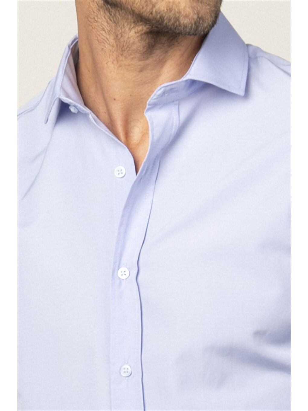 Slim Fit Pamuklu Kolay Ütü Erkek Mavi Gömlek-2