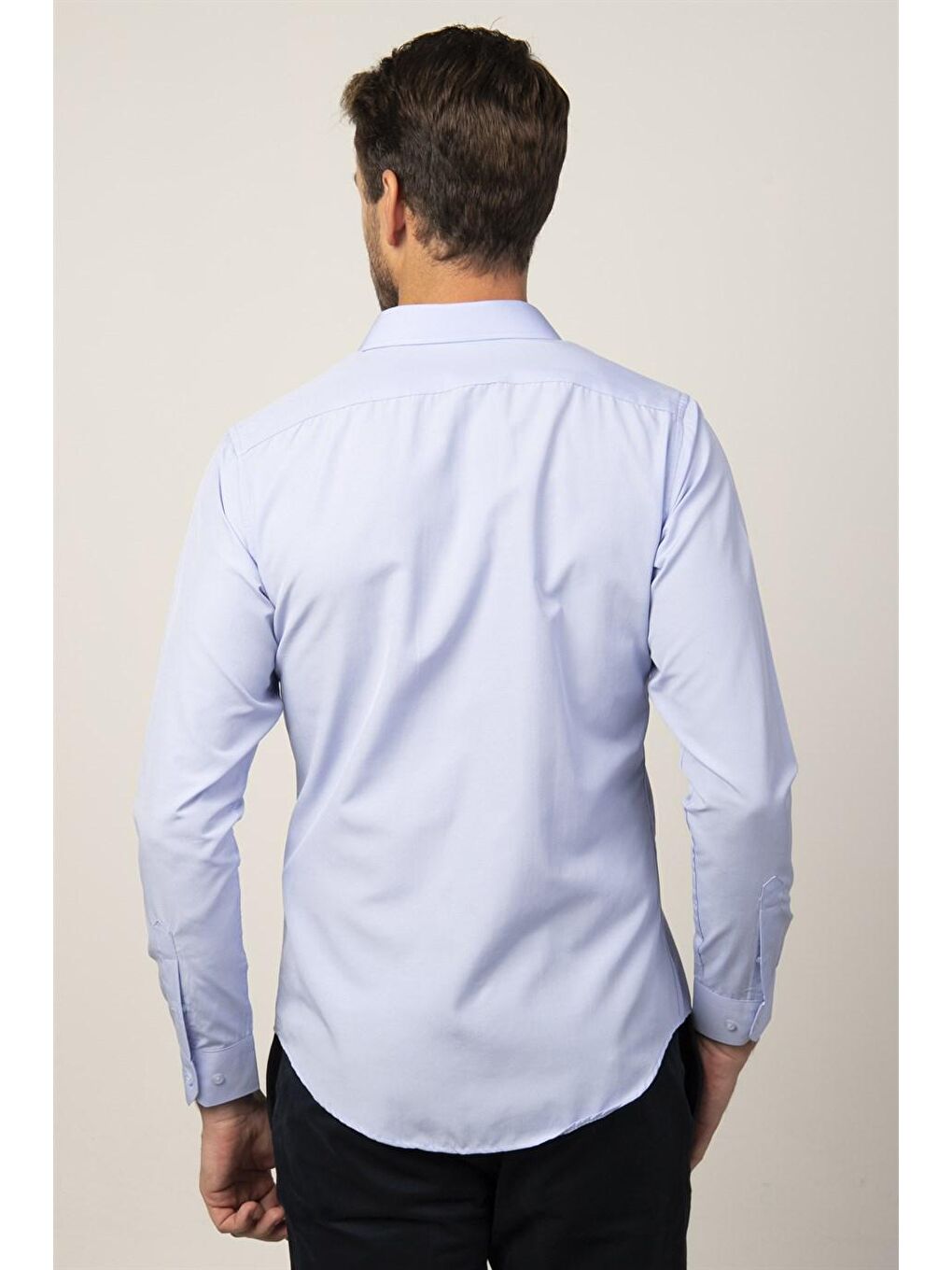 Slim Fit Pamuklu Kolay Ütü Erkek Mavi Gömlek-3