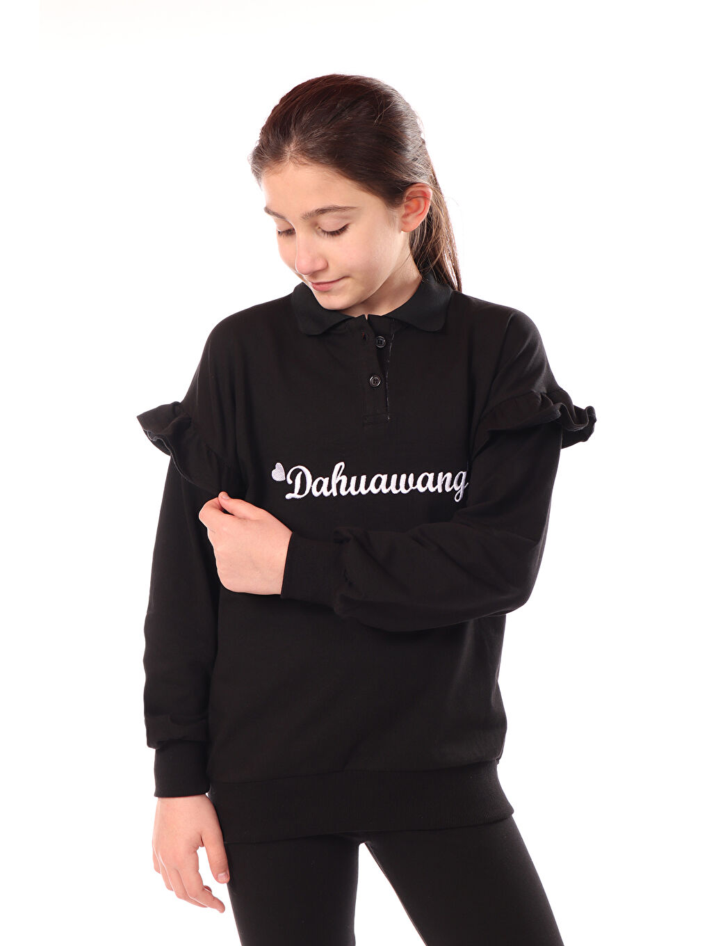 Toontoykids Siyah Kız Çocuk Nakışlı Sweatshirt