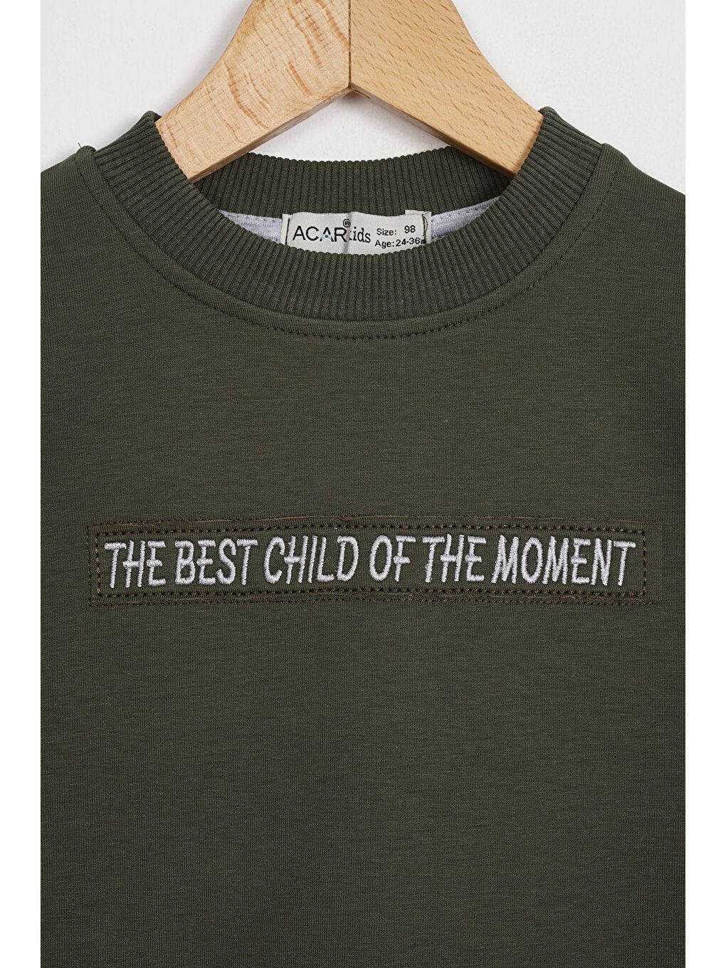 Yazı Baskılı Etek Ucu Garnili Haki Renk Erkek Çocuk Eşofman Takımı-1