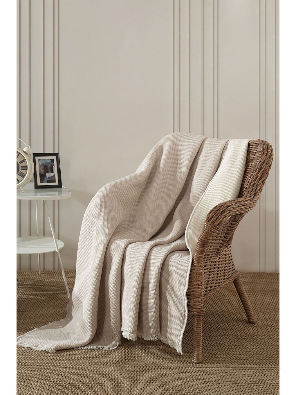 Bej Rubby Müslin Pike Çift Kişilik (210x230 cm) Vizon-2