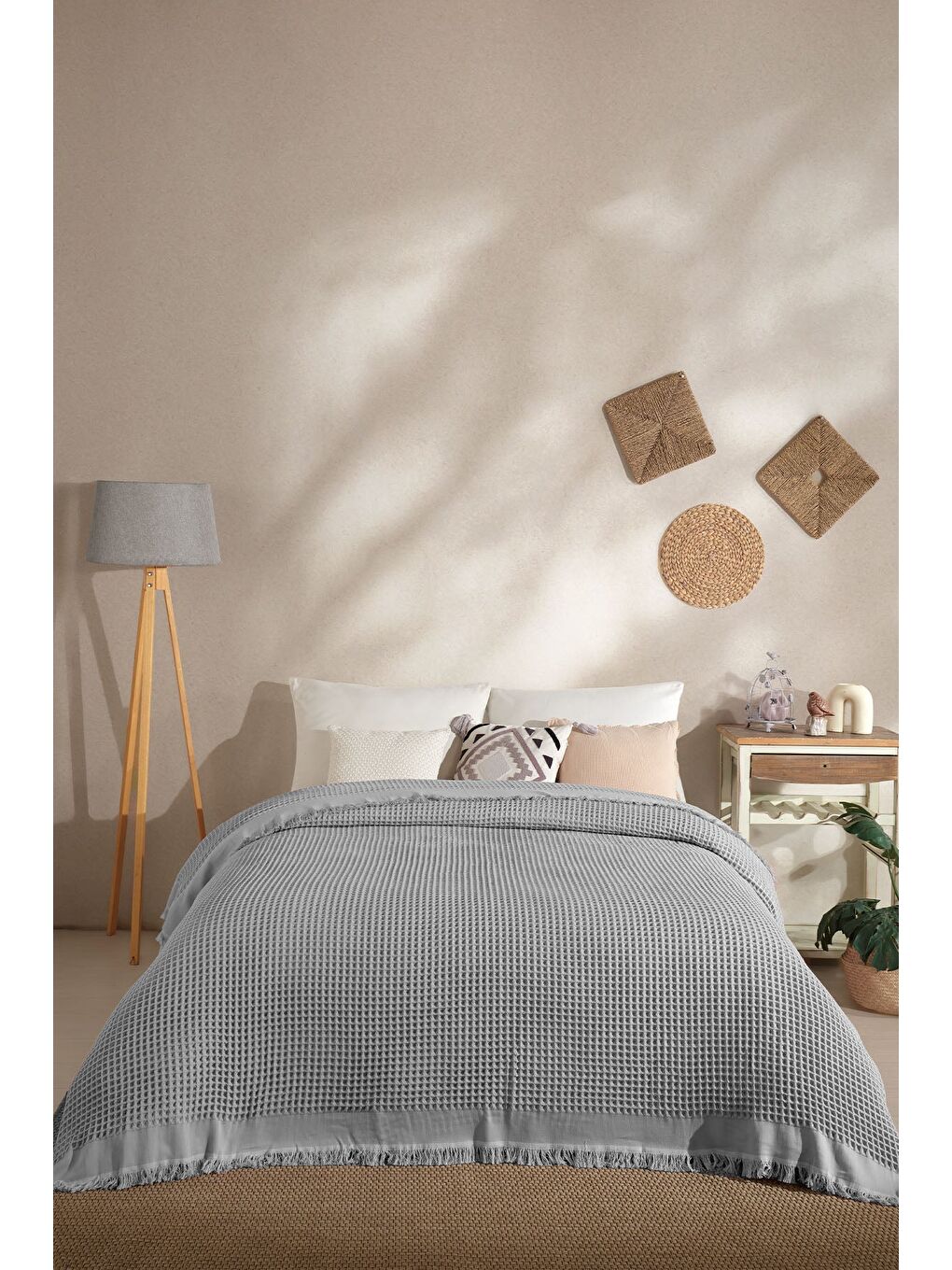 Ruffle Pike Çift Kişilik (220x240 cm) Gri